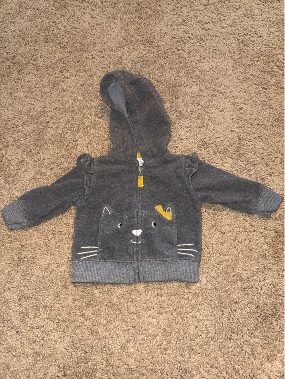 Carter's Baby 3 Months Gray Hooded Cat Face Fleece Jacket